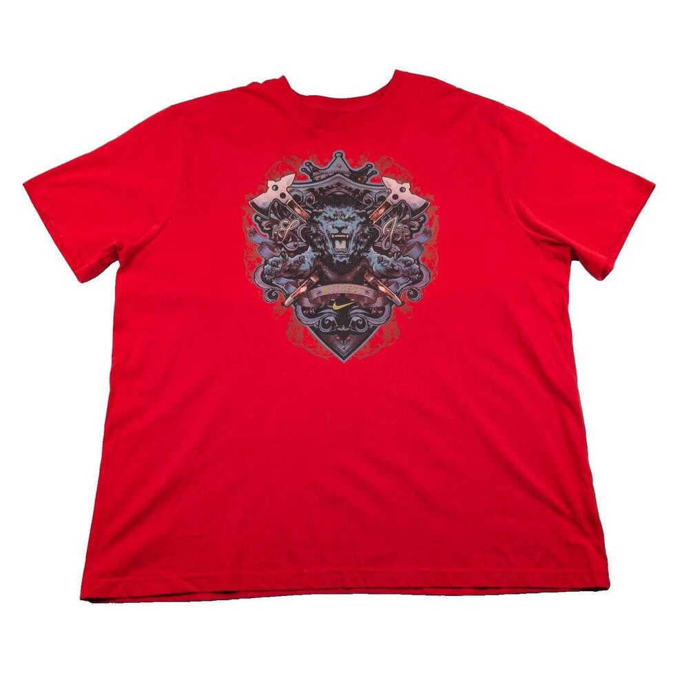 Dri-Fit T-Shirt Mens  Red Graphic Lebron James Lion Crew Neck Pullover